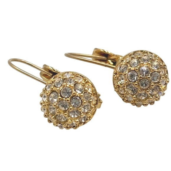 Vintage Swarovski Crystal Ball Leverback Earrings Valentine jewelry gift - Picture 3 of 14